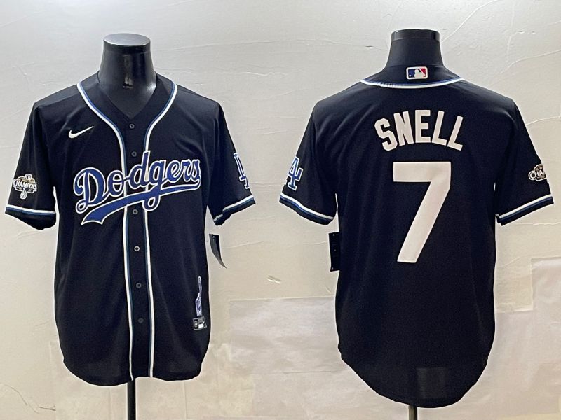 Men Los Angeles Dodgers #7 Snell Black Fashion Game 2025 Nike MLB Jersey style 306